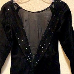 RARE VINTAGE Black suede and rhinestone dress